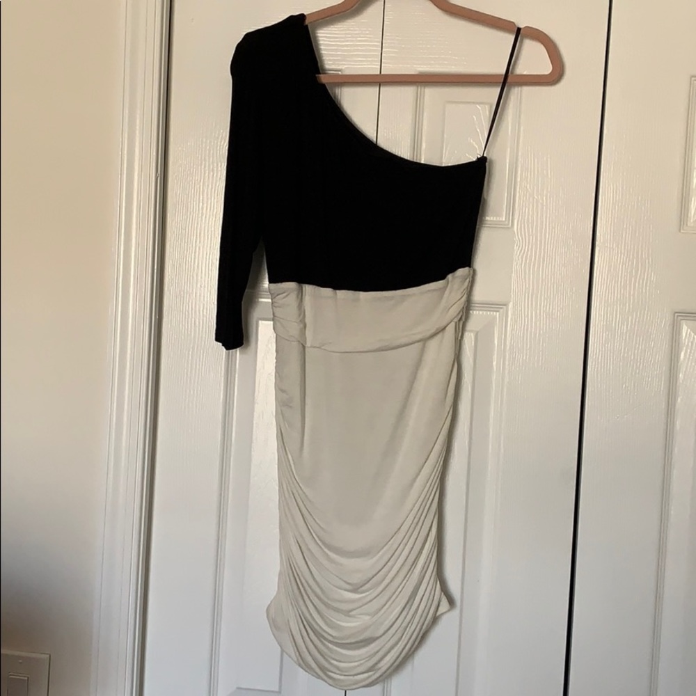 Black and white, one shoulder dress